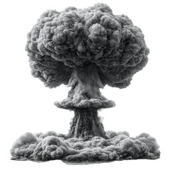 nuclear atomic explosions mushroom cloud isolated on white and transparent background.