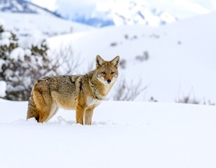Fototapeta premium Coyote in snowy landscape