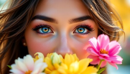 The image is split into two, each capturing a close up of a woman's face from slightly different angles