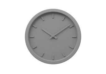 Gray 3D Rendered Clock Illustration Isolated on a Transparent Background