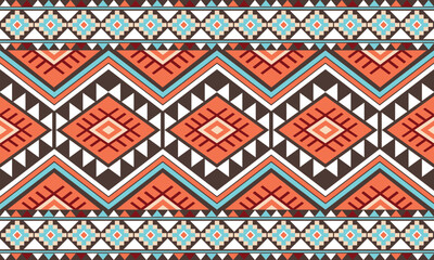 A bold modern tribal geometric pattern with symmetrical shapes and vibrant color contrasts. Perfect for textiles, fashion, and boho-inspired design.