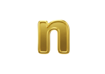 Golden Letter N Illustration With Shiny Metallic Texture On Black Background