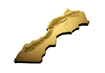 Golden Morocco Map Illustration Isolated On Black Background