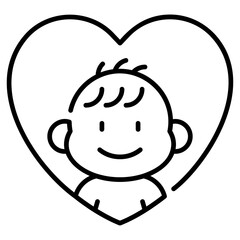 Baby Boy with Love Line Icon