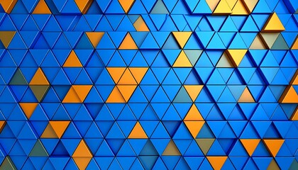 Abstract background of blue and orange triangles