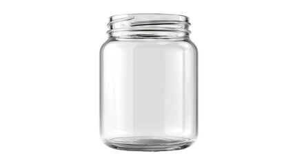 Blank clear glass jar mockup isolated on transparent background — high-resolution PNG cutout for branding, packaging design, label presentation, and product display templates