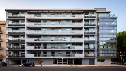 Modern Apartment Building Facade with Balconies and Glass Windows showcasing urban architecture and residential design in the city