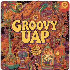 Groovy UAP Psychedelic Illustration Abstract Art with Vibrant Colors