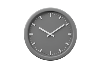Gray Analog Clock Isolated On Transparent Background Illustration