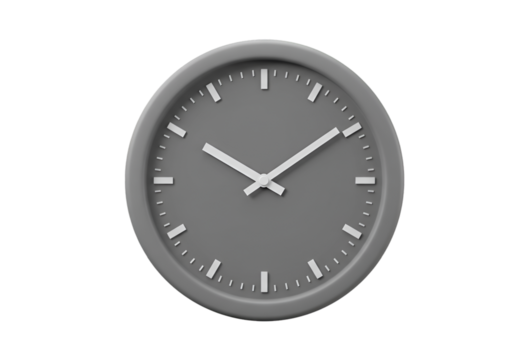 Gray Analog Clock Isolated On Transparent Background Illustration