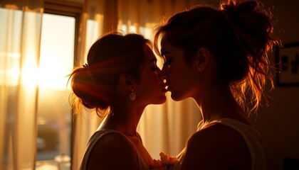 An intimate moment between two individuals sharing a kiss