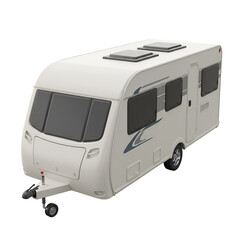 Isolated White Caravan Recreational Vehicle Against Transparent Background