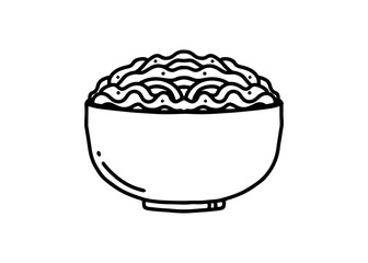Hand drawn vector illustration of a bowl of noodles icon