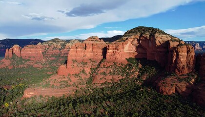 Fototapeta premium Red rock landscape, aerial view