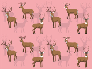 White-Tailed Deer Cartoon Character Seamless Wallpaper Background