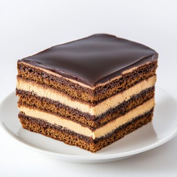 A decadent French opera cake with perfectly layered chocolate ganache