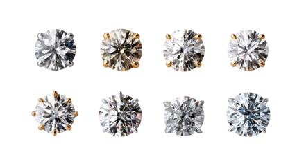 Diamond nose pins collection — isolated high-resolution PNG cutout set on transparent background for luxury jewelry design, e-commerce product listings, catalogs, and branding mockups