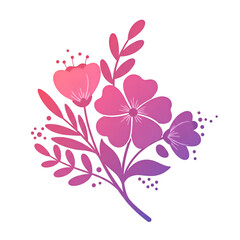 Gradient Floral Illustration With Pink and Purple Flowers and Black Background