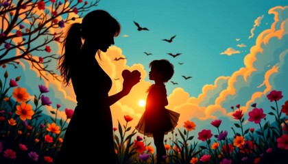 There is a woman standing outdoors with a child beside her