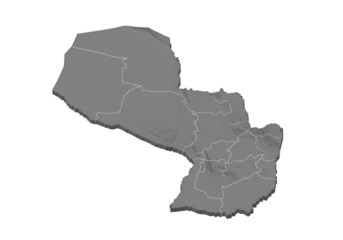 Gray 3D Paraguay Map Isolated on Black Background Digital Illustration