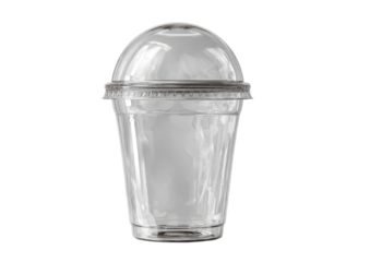 Clear disposable plastic cup with lid