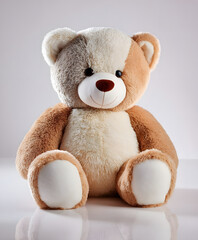 Obraz premium Classic Fluffy Light Brown Teddy Bear Stuffed Animal on a White Background