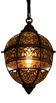 Ornate Bronze Lantern With Internal Lighting Isolated Transparent Background 3D Illustration