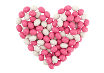Heart Shape Made Of Pink And White Candies On A Transparent Background