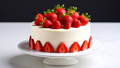 Delicious strawberry cake on a plate