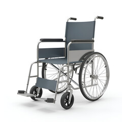 Fototapeta premium Isolated Realistic 3D Image of a Wheelchair with Blue Seat on White Background