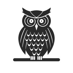 owl on branch icon silhouette vector illustration