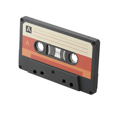 Obraz premium Isolated Realistic Illustration of a Retro Cassette Tape on Black Background