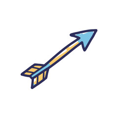 Illustration Of A Blue Arrow With Yellow Accents On A Transparent Background