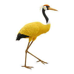 Isolated Yellow Crane Bird Illustration on Transparent Background