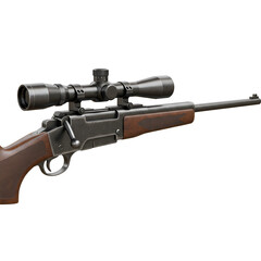 Isolated Rifle Weapon Illustration on Transparent Background with Scope