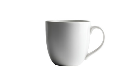 Obraz premium Blank white ceramic mug mockup — high-resolution isolated PNG on transparent background, clean front view coffee mug for logo placement, sublimation printing, merchandise branding, packaging design