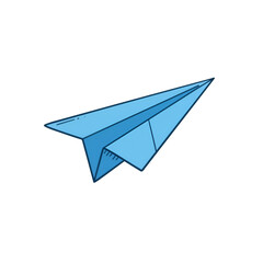 Illustration Of Blue Paper Airplane In Flight Isolated Transparent Background