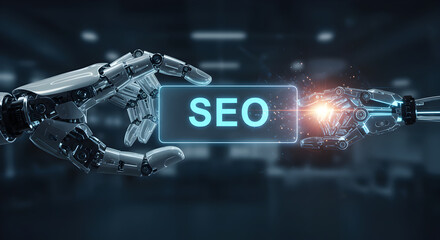 Obraz premium SEO analysis with magnifying glass on laptop