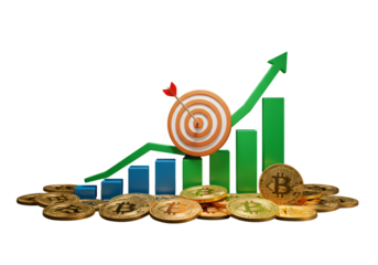 Illustration Of Finance Bitcoin Investment Showing Growth And Target Success