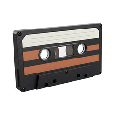 Fototapeta premium Isolated Vintage Cassette Tape Illustration in Black Orange and White with Transparent Background