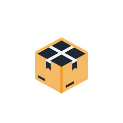 Isometric Box Illustration Against Transparent Isolated Black Background