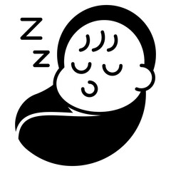 Baby Sleep Black Fill Icon