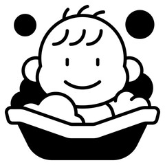 Baby take a bath Black Fill Icon