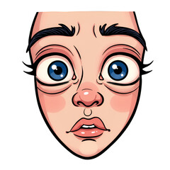 Illustration of Shocked Face With Wide Eyes in Cartoon Style Transparent Background