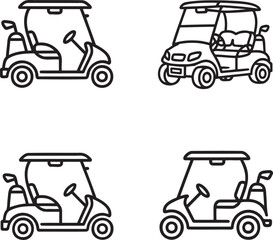 Fototapeta premium Set of Golf Cart Outline vector illustration isolated On Transparent Background