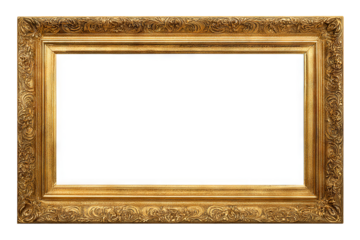 High-resolution rectangular photo frame isolated on transparent background, realistic PNG cutout with clean edges, perfect for artwork mockups, gallery wall displays, poster presentations