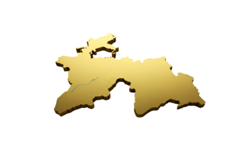 Isolated 3D Golden Map of Tajikistan on Black Background Illustration