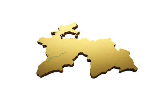 Isolated 3D Golden Map of Tajikistan on Black Background Illustration