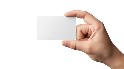 Obraz premium Blank business card mockup, high-resolution PNG cutout isolated on transparent background, front and back template for branding and logo placement, minimal studio lighting, copy space, print-ready