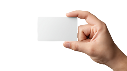 Blank business card mockup, high-resolution PNG cutout isolated on transparent background, front and back template for branding and logo placement, minimal studio lighting, copy space, print-ready